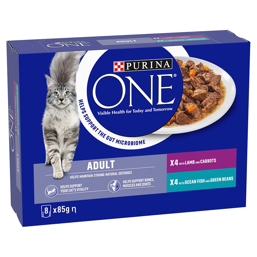 Minimalist Purina ONE Adult Cat Wet Food Fish Lamb 8x85G Expertly Made