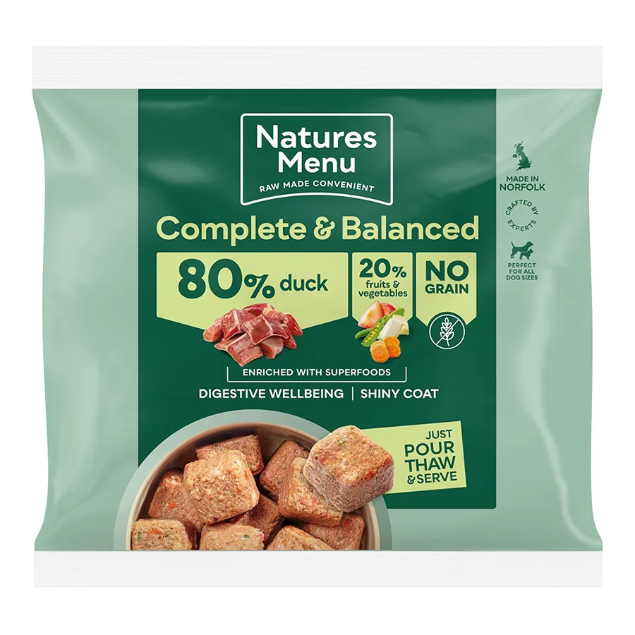Fast Natures Menu Complete Balanced 80 20 Frozen Adult Dog Food Duck 1kg Expertly Made