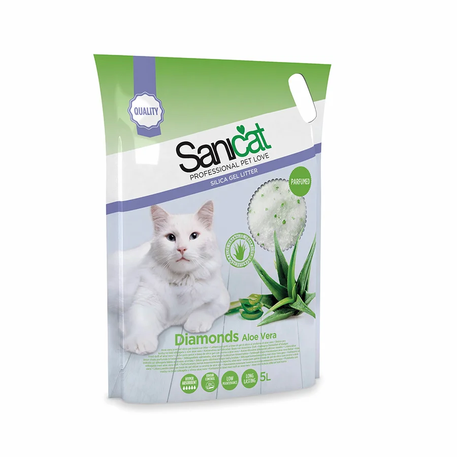Casual Sanicat Diamonds Aloe Vera Scent Silica Gel Cat Litter 5L Flexible