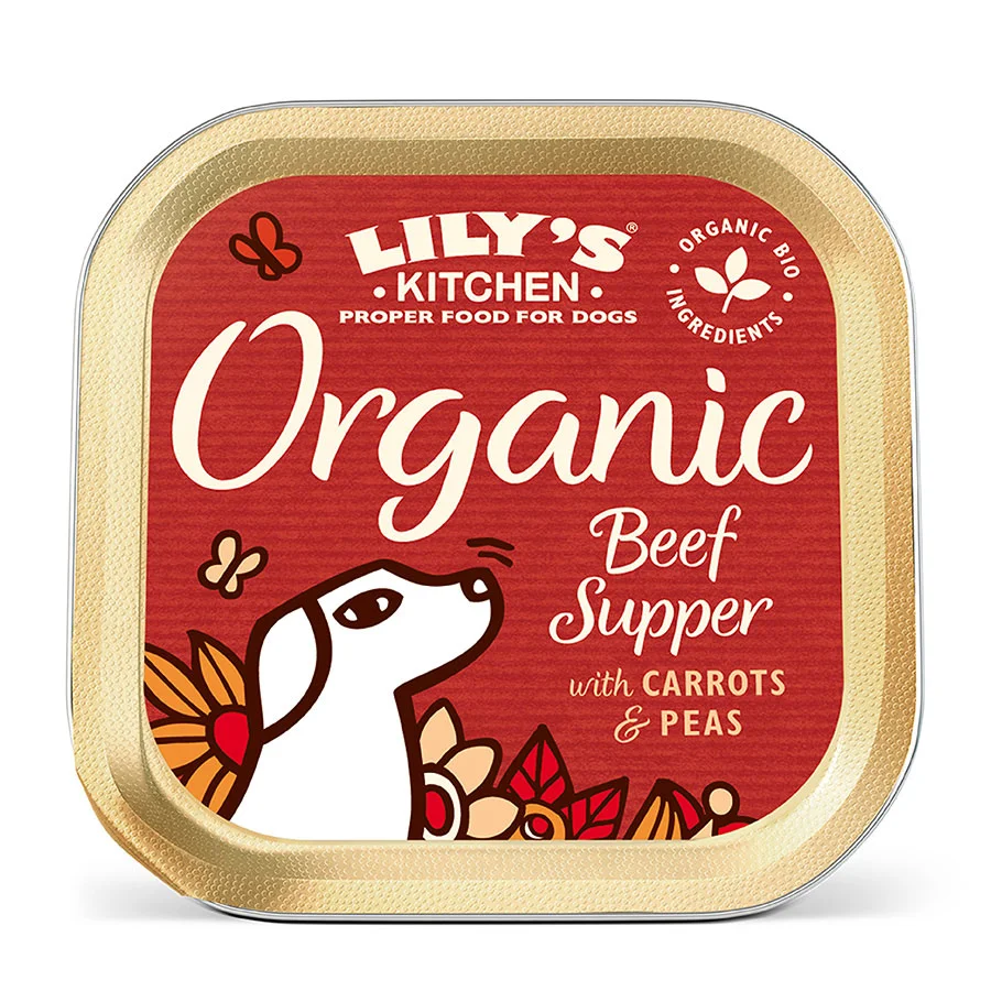 Official Lily x27 s Kitchen Organic Supper Adult Wet Dog Food Beef 150g Secure