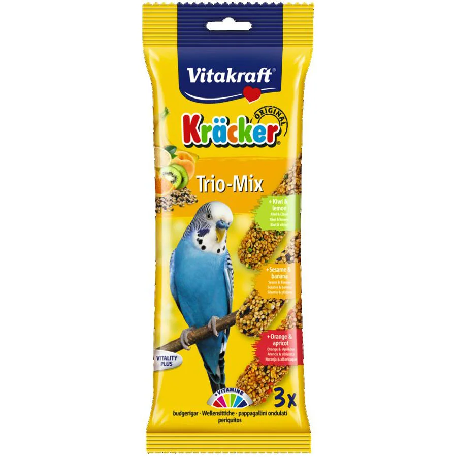 Functional Vitakraft Budgie Kracker with Orange， Kiwi， Sesame Banana 3 Pack 90g Fast