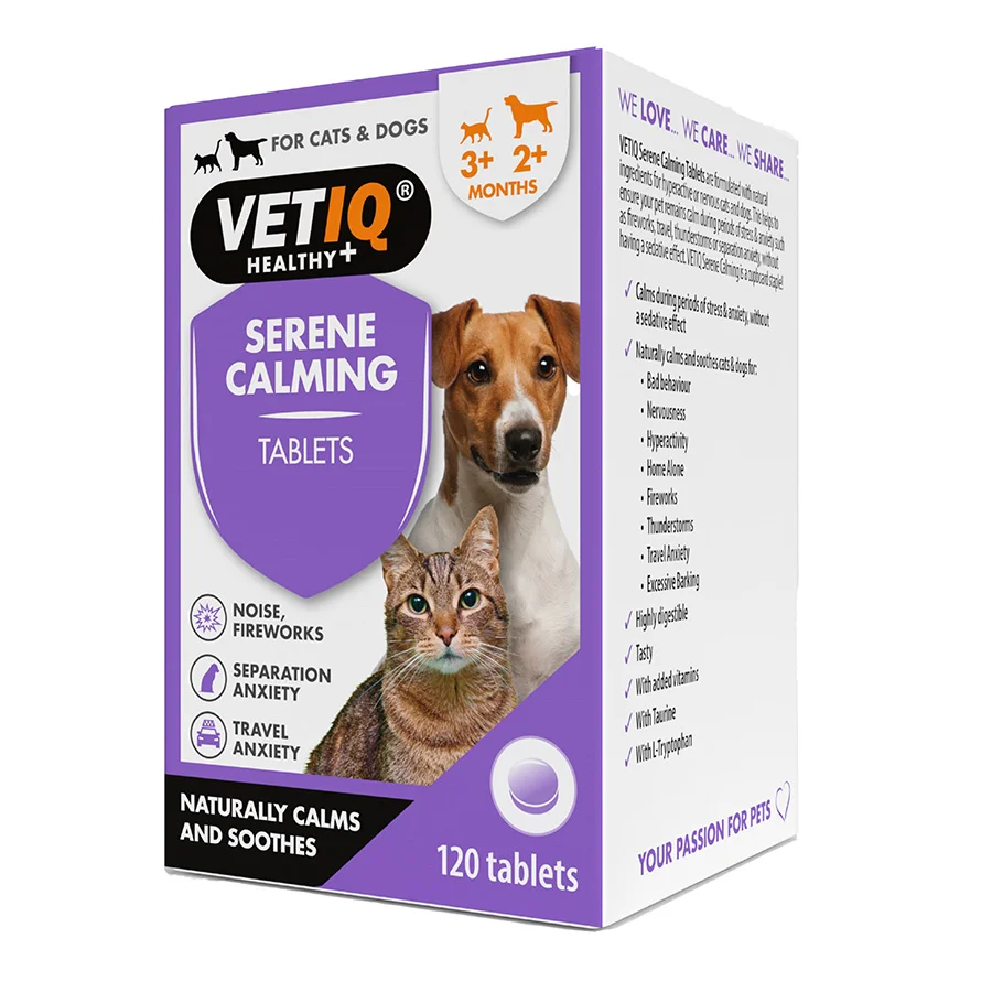 Comfortable VetIQ Serene Calming Tablets for Dog Cat 120 Pack Specialty