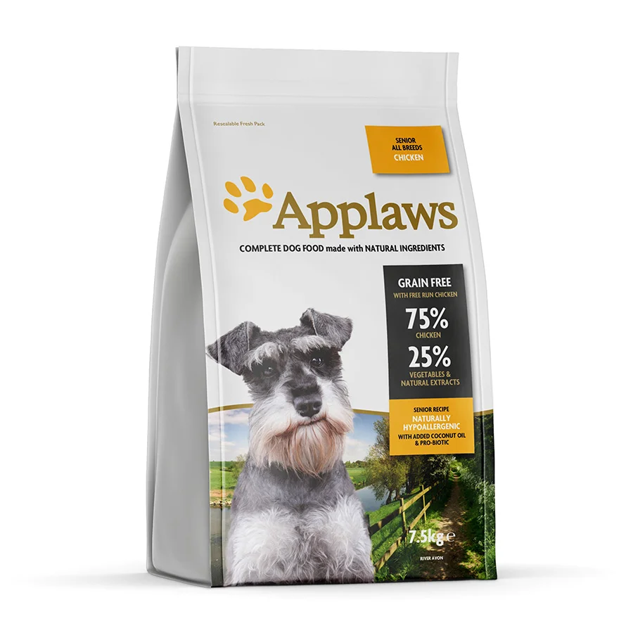 Relaxed Applaws Natural Senior Dry Dog Food Chicken 7.5kg Breathable