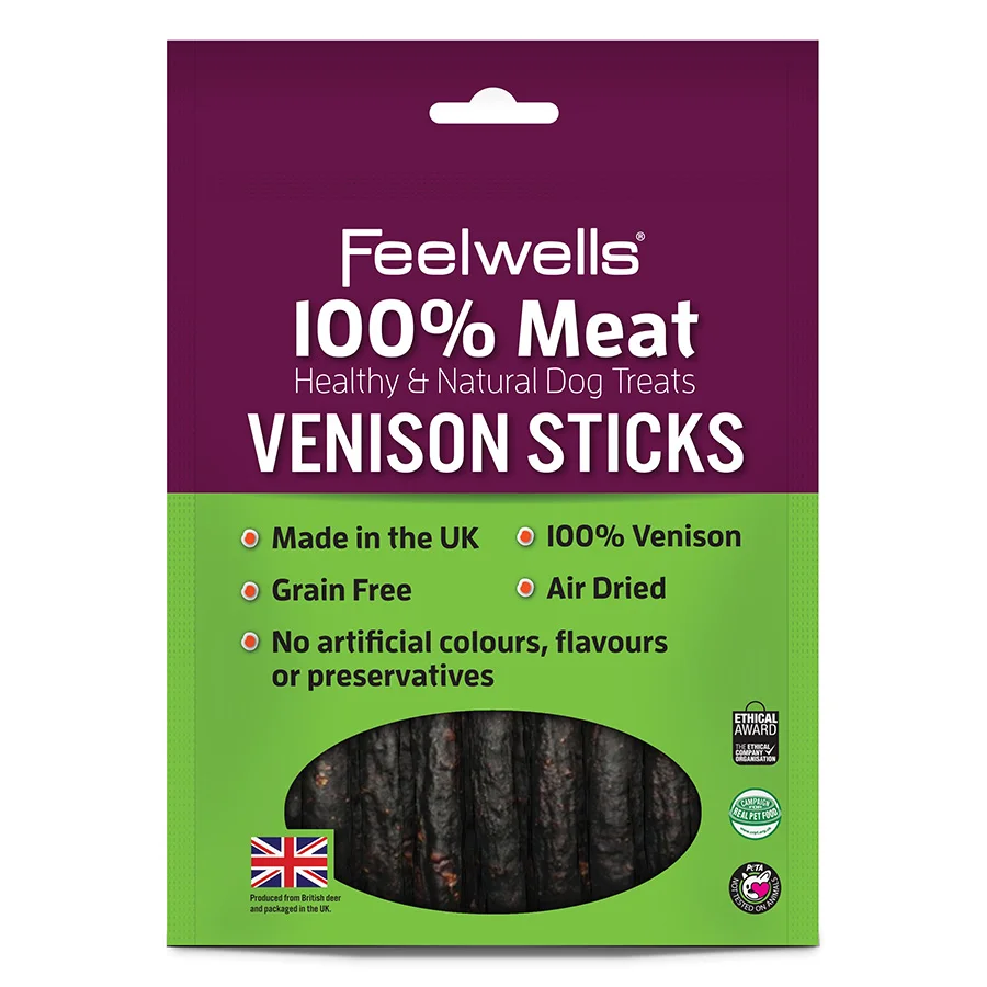Contemporary Feelwells Healthy Natural Venison Sticks Dog Treats 100g Next-Generation