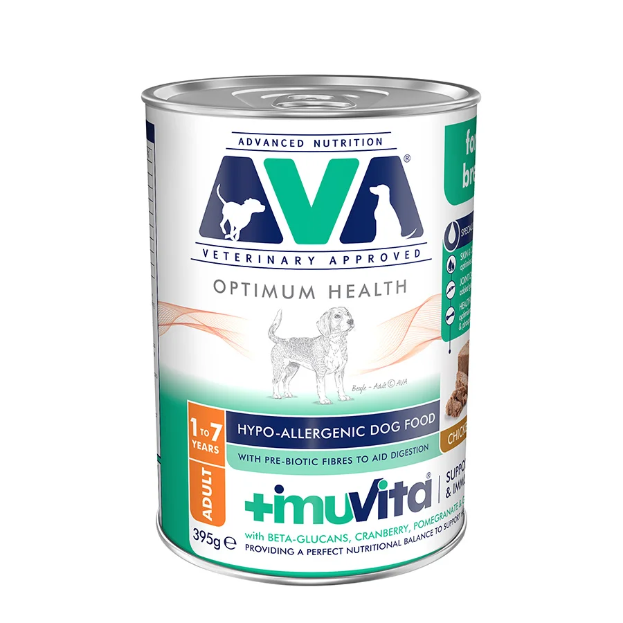 Safe AVA Optimum Health Adult Wet Dog Food Chicken Pâté 395g Specialty