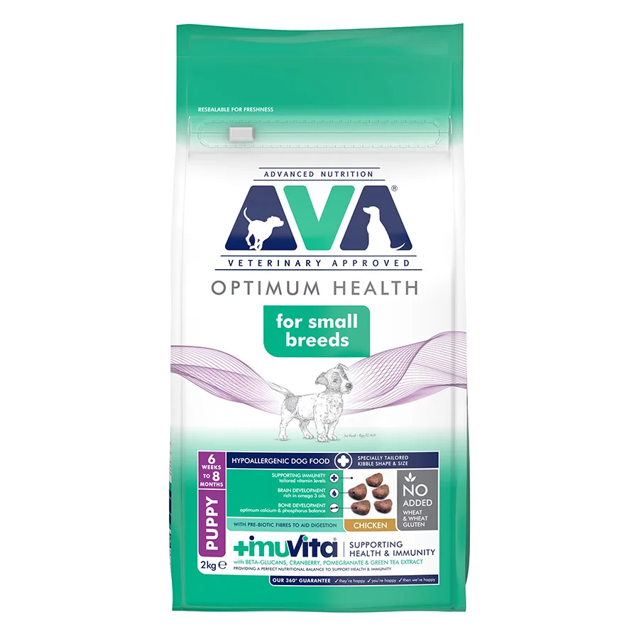 Reusable AVA Optimum Health Small Breed Puppy Dry Dog Food Chicken 2kg Innovative