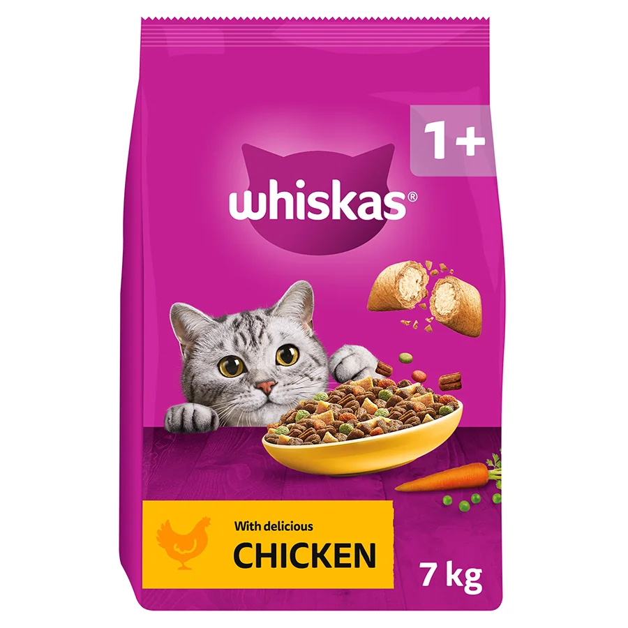 Sophisticated Whiskas 1 Dry Adult Cat Food Chicken 7kg Soft
