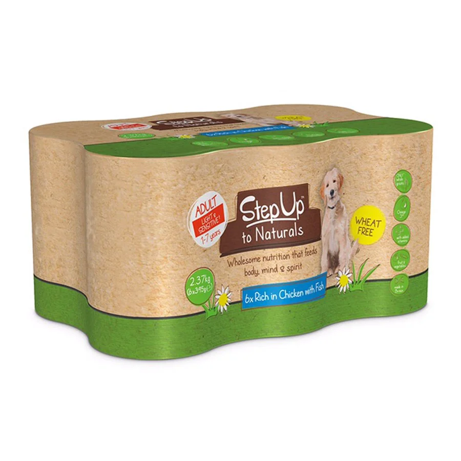 Fine Crafted Step Up Naturals Light Sensitive Wet Dog Food Chicken with Fish 6x395g Convenient
