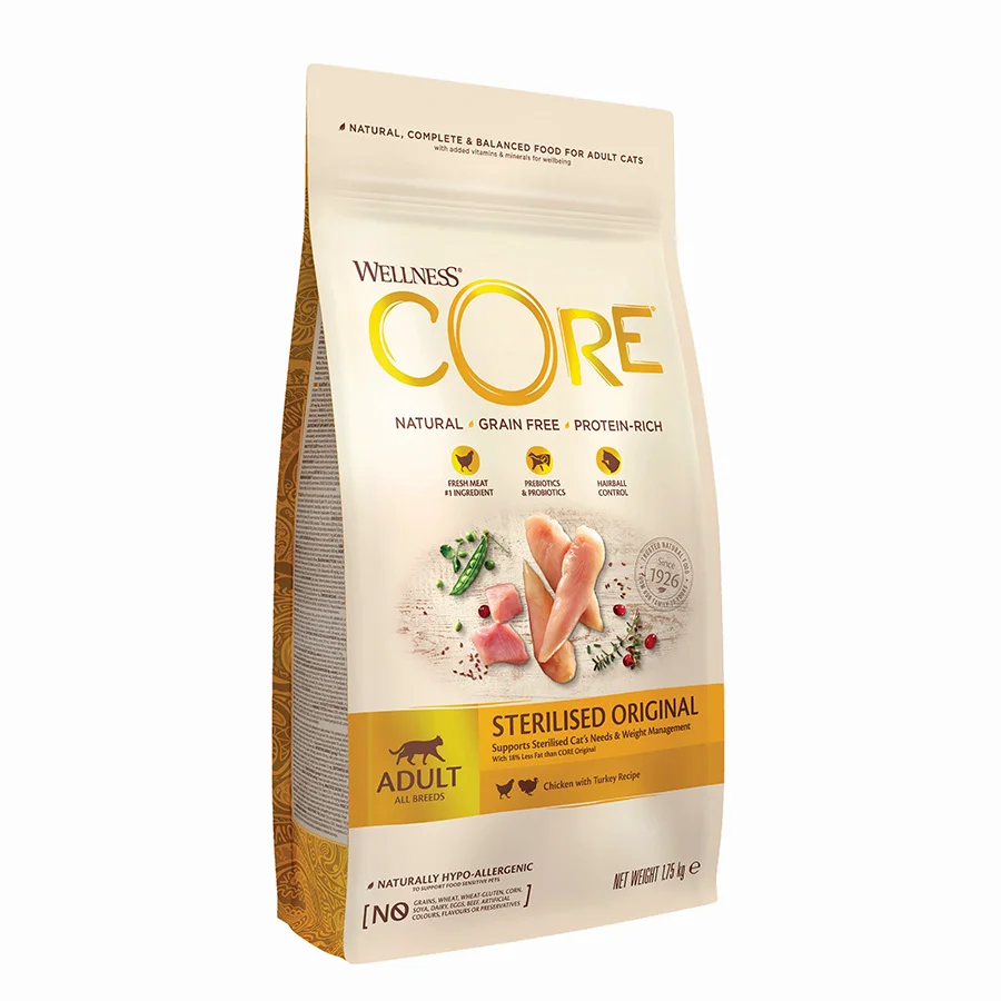 Breathable Wellness Core Sterilised Adult Dry Cat Food Chicken with Turkey 1.75kg Prestigious