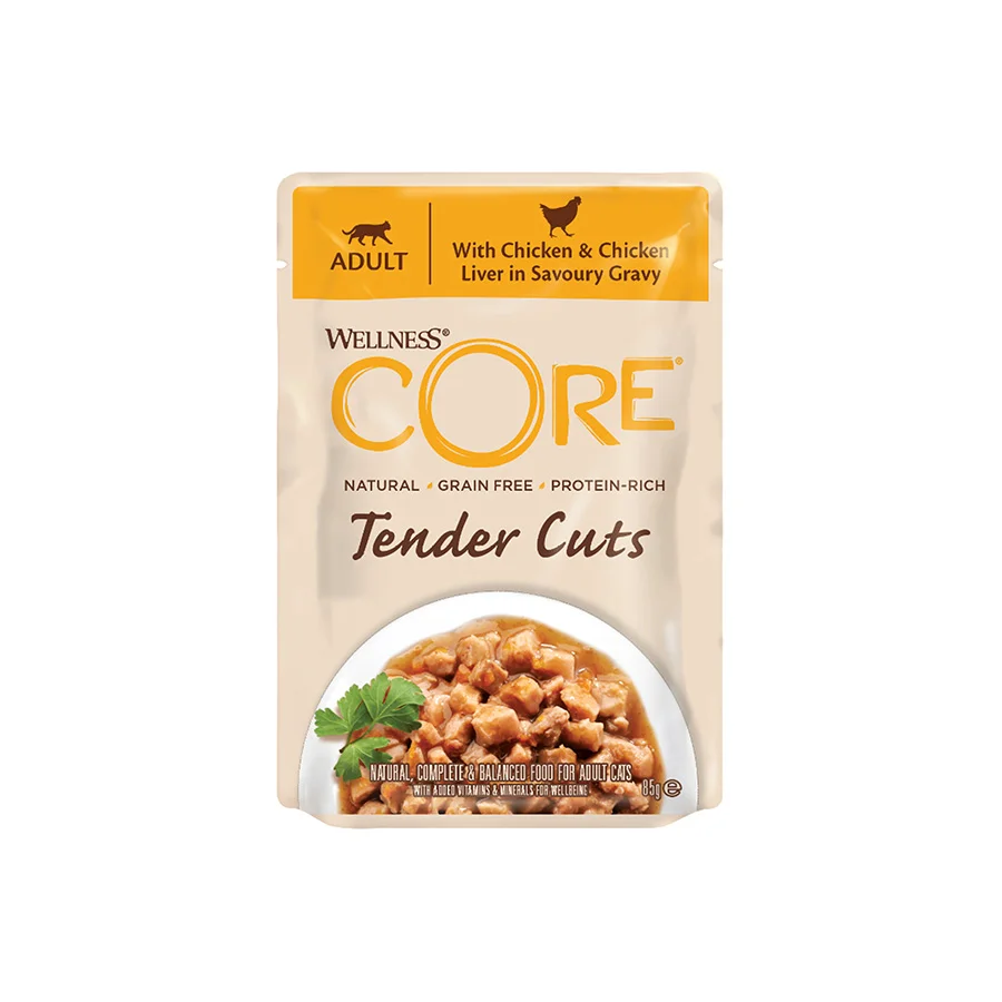 Effective Wellness Core Tender Cuts Adult Wet Cat Food Chicken Liver Refined