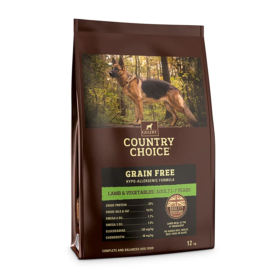 Long-Lasting Gelert Country Choice Grain Dry Dog Food Lamb Veg 12kg Soft
