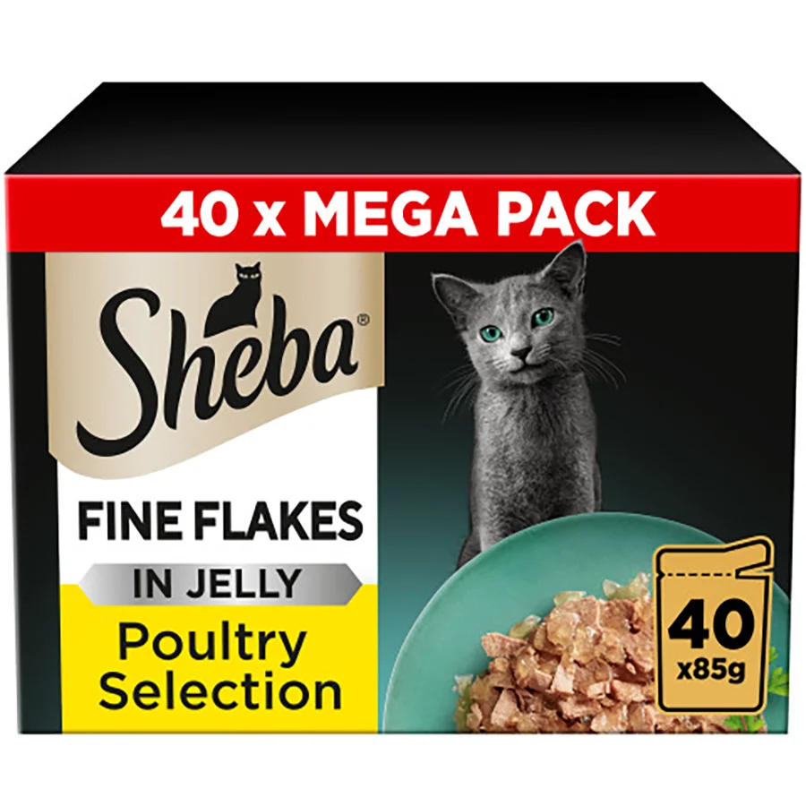 Specialty Sheba Fine Flakes Adult Wet Cat Food Poultry In Jelly 40x85g Long-Lasting