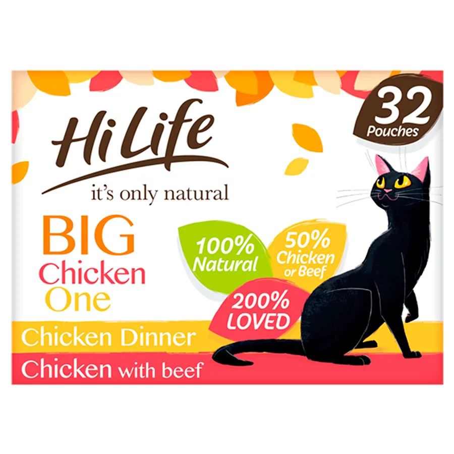 Consistent HiLife It x27 s Only Natural Adult Cat Wet Food Chicken in Jelly 32x70g Traditional