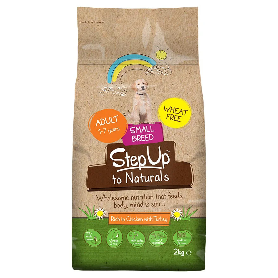 Original Design Step Up Naturals Small Breed Adult Dry Dog Food Chicken with Turkey 2kg Verified