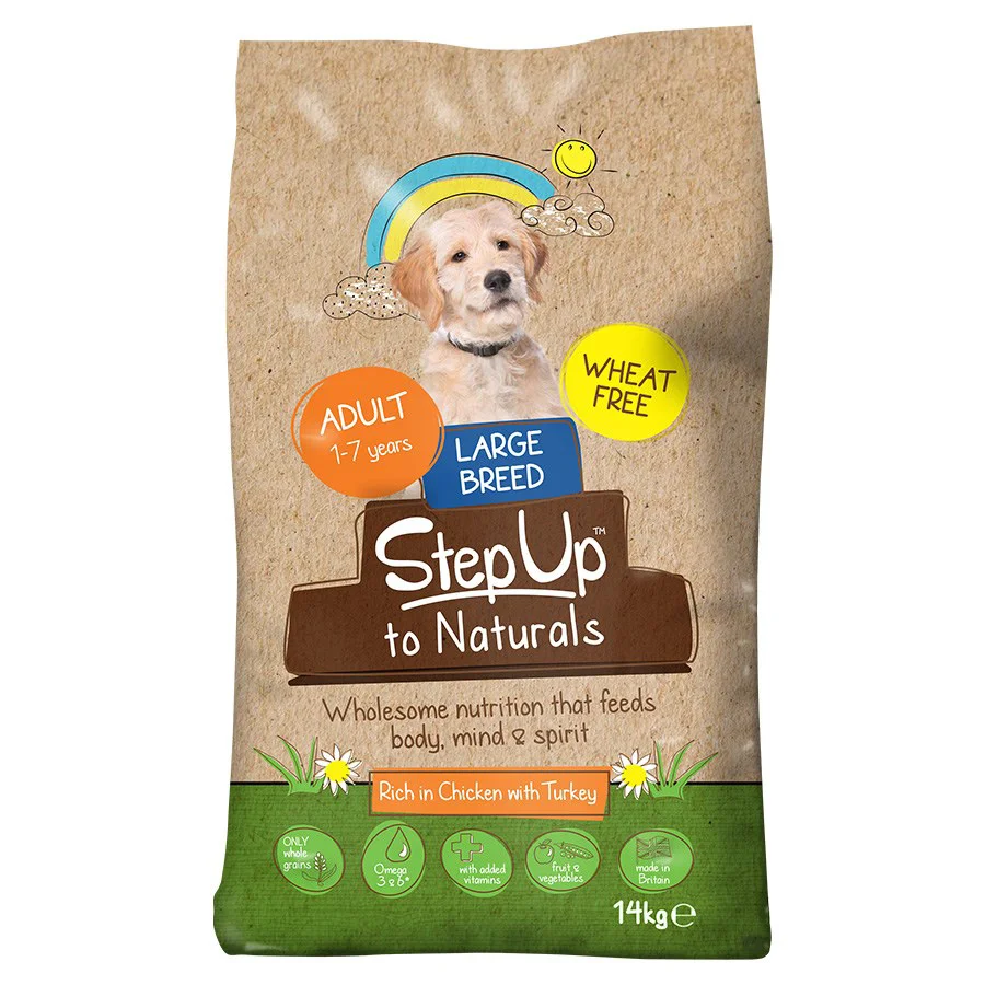 Soft Step Up Naturals Large Breed Adult Dry Dog Food Chicken with Turkey 14kg Easy-to-Use