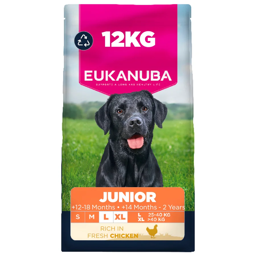 High-Grade Eukanuba Large Breed Junior Dry Dog Food Chicken 12kg Effective