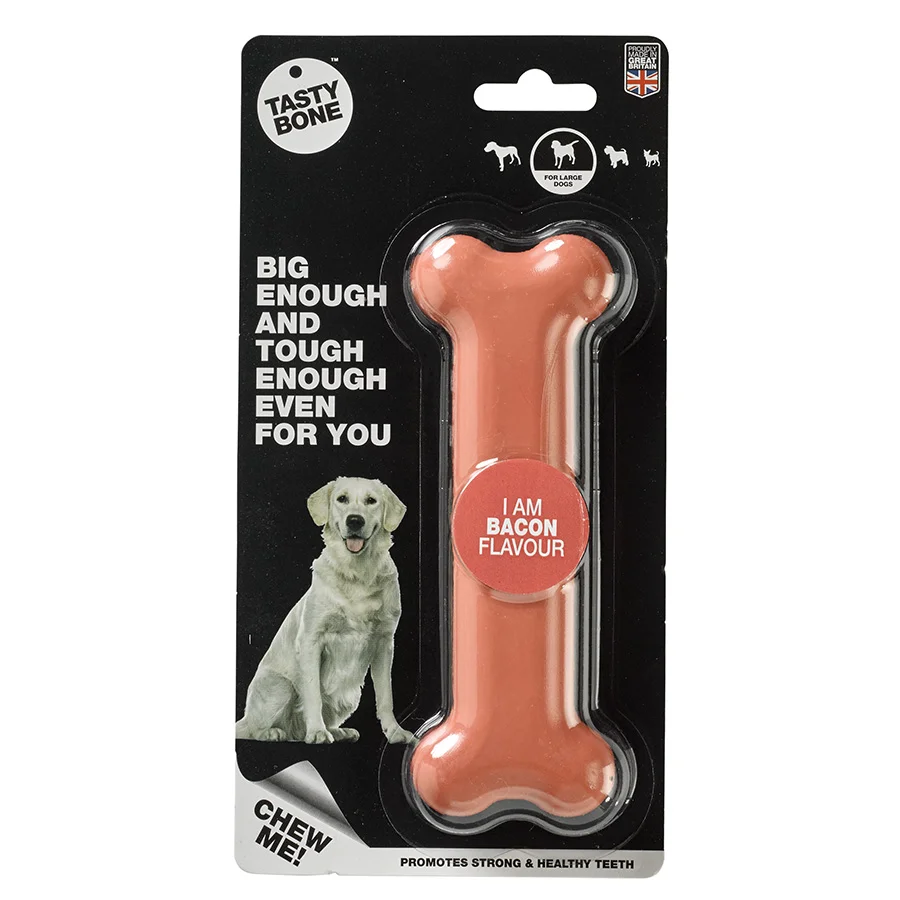 Sustainable TastyBone Bacon Flavour Dog Chew Toy Large Lightweight