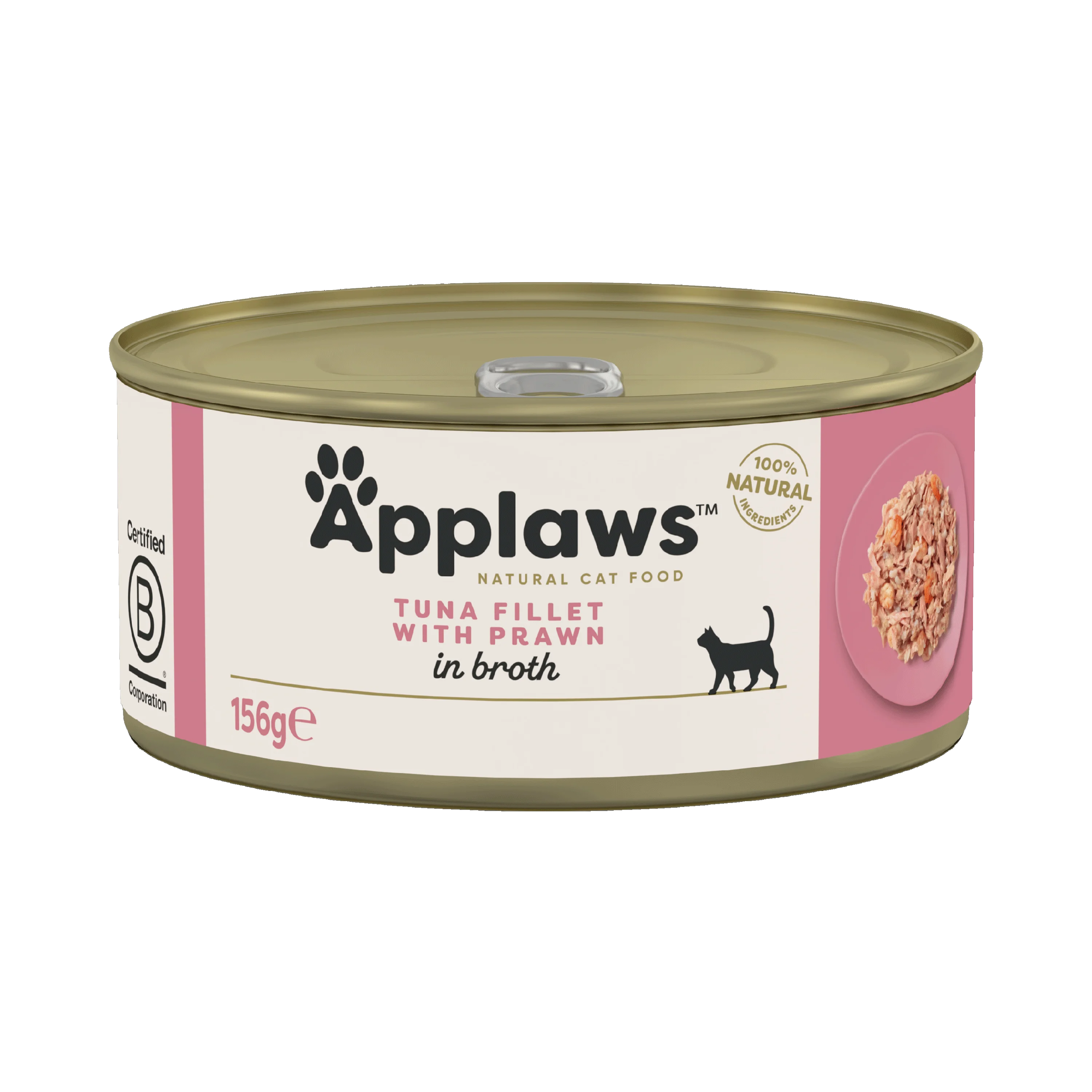 Healthy Applaws Natural Wet Adult Cat Food Tuna with Prawn Broth 156g Fine Crafted