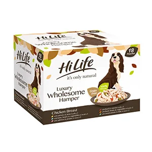 Enhanced HiLife It x27 s Only Natural Luxury Wholesome Hamper Wet Adult Dog Food 18 x 100g Traditional