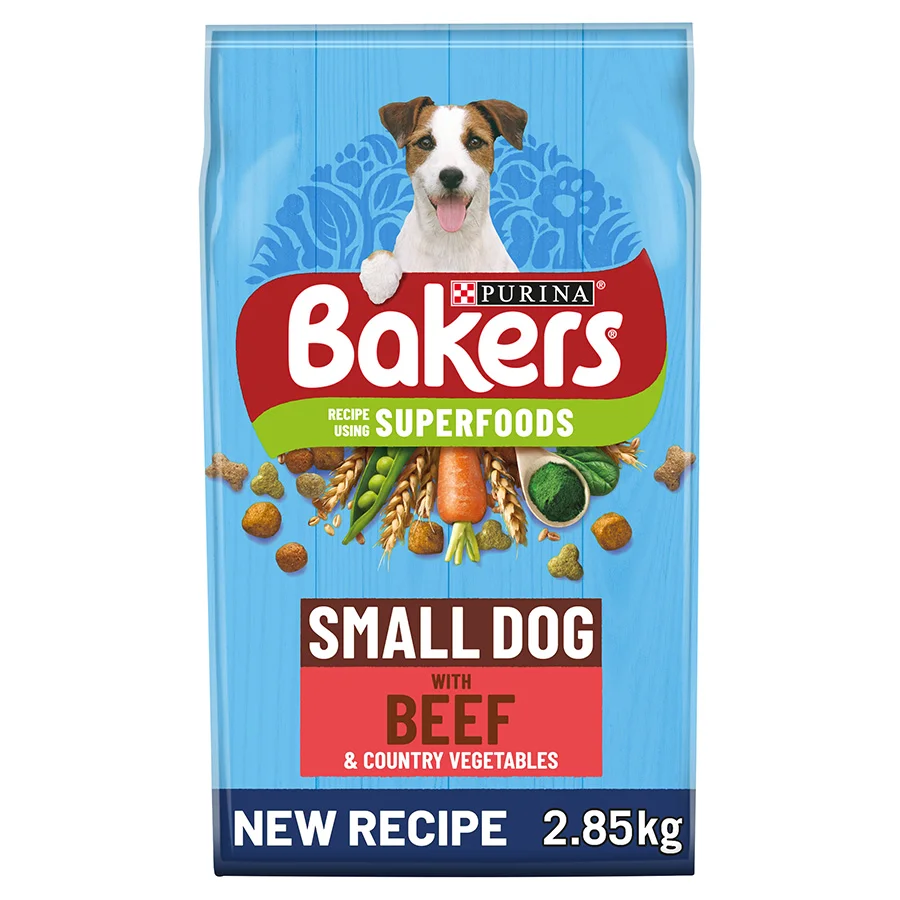 Practical Bakers Small Breed Adult Dry Dog Food Beef Veg 2.85kg Easy-to-Use