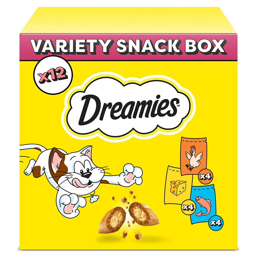 Minimalist Dreamies Variety Snack Box Cat Treats with Chicken， Cheese Salmon 12x60g Breathable