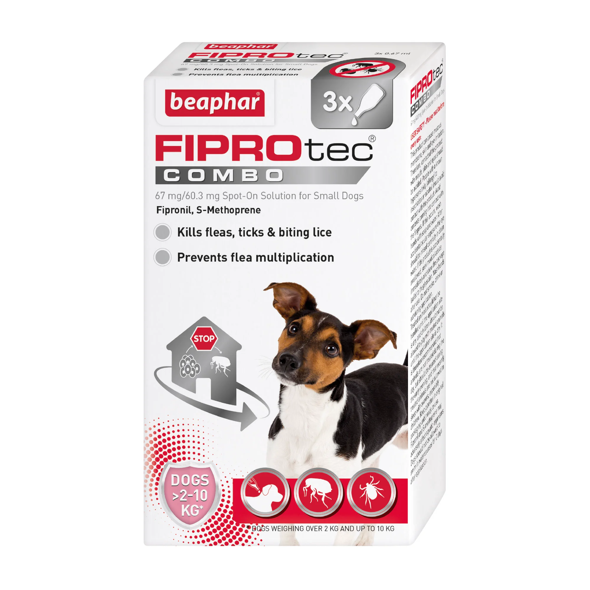 Superior Beaphar FIPROtec COMBO Flea Tick Spot-On for Dogs 2-10kg 3 Pipettes Specialty