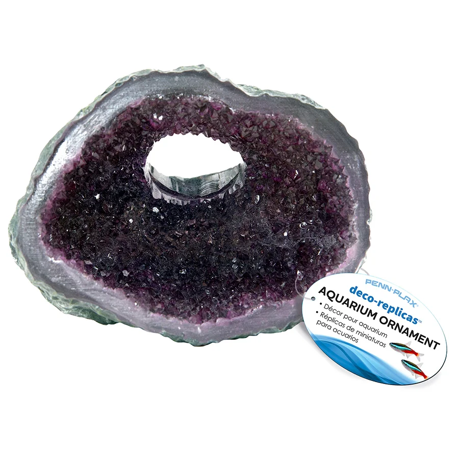 Contemporary Penn Plax Amethyst Geode Aquarium Ornament Purple Medium Sophisticated