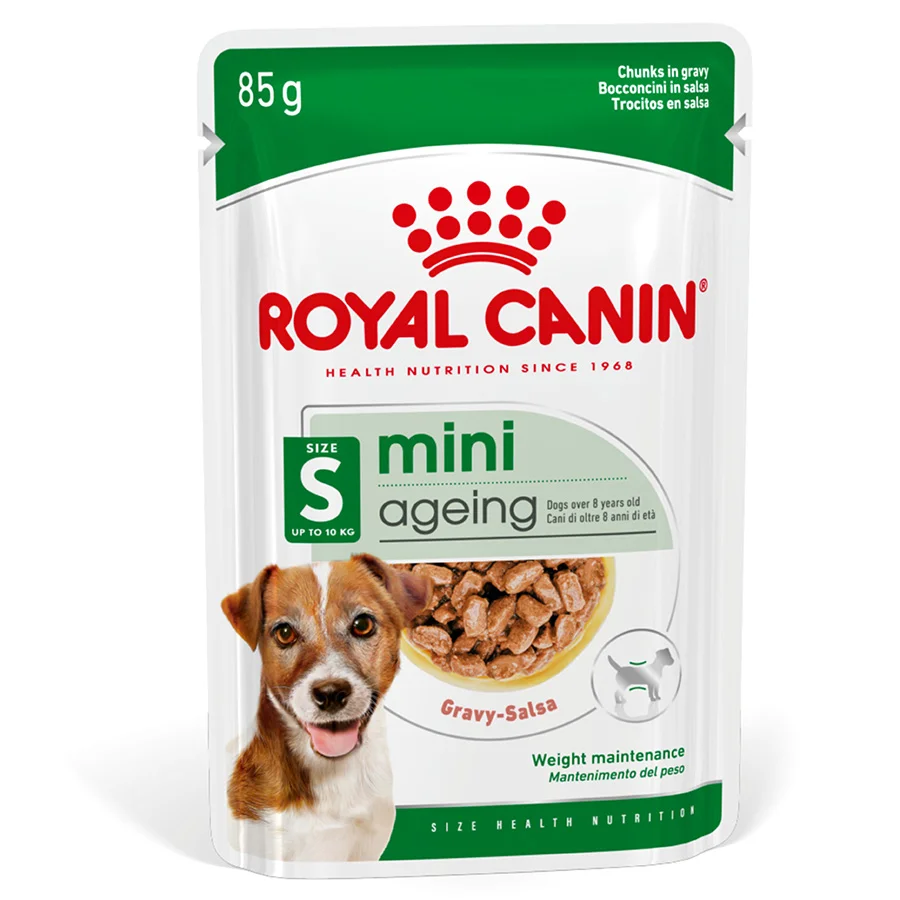 Pure Royal Canin Mini Breed Ageing 12 Wet Senior Dog Food Chunks in Gravy 12x85g Secure