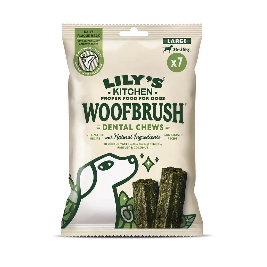 Expertly Made Lily x27 s Kitchen Woofbrush Daily Dental Plaque Dog Chews Large 7x47g Classic