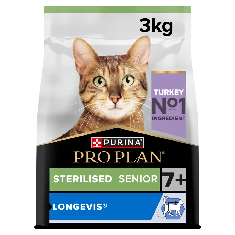 Quality Pro Plan Sterilised Longevis 7 Senior Dry Cat Food Turkey 3kg Certified