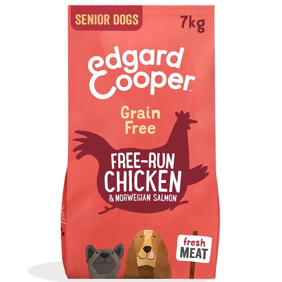 Refined Edgard Cooper Grain Senior Dry Dog Food Chicken Salmon 7kg Traditional