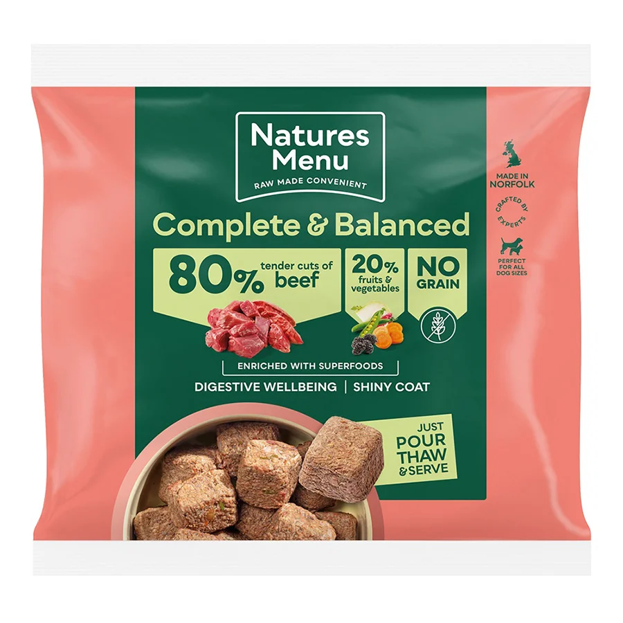 Luxury Natures Menu Complete Balanced 80 20 Frozen Adult Dog Food Beef 1kg Versatile