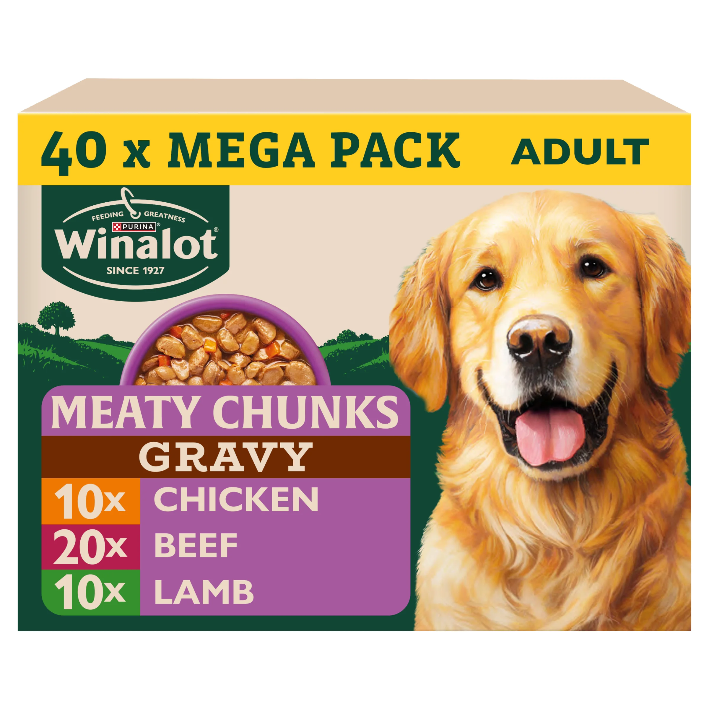 Unique Winalot Adult Wet Dog Food Mixed In Gravy 40x100g Reusable