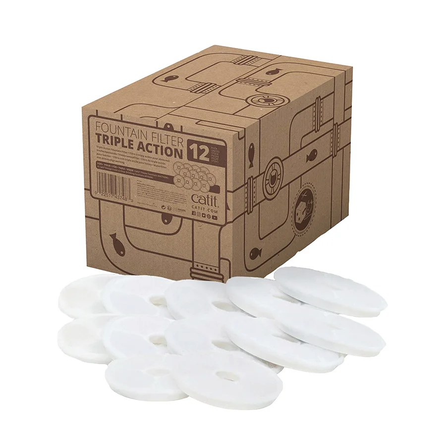 Practical Catit Triple Action Cat Water Fountain Cartridges 12 Pack User-Friendly