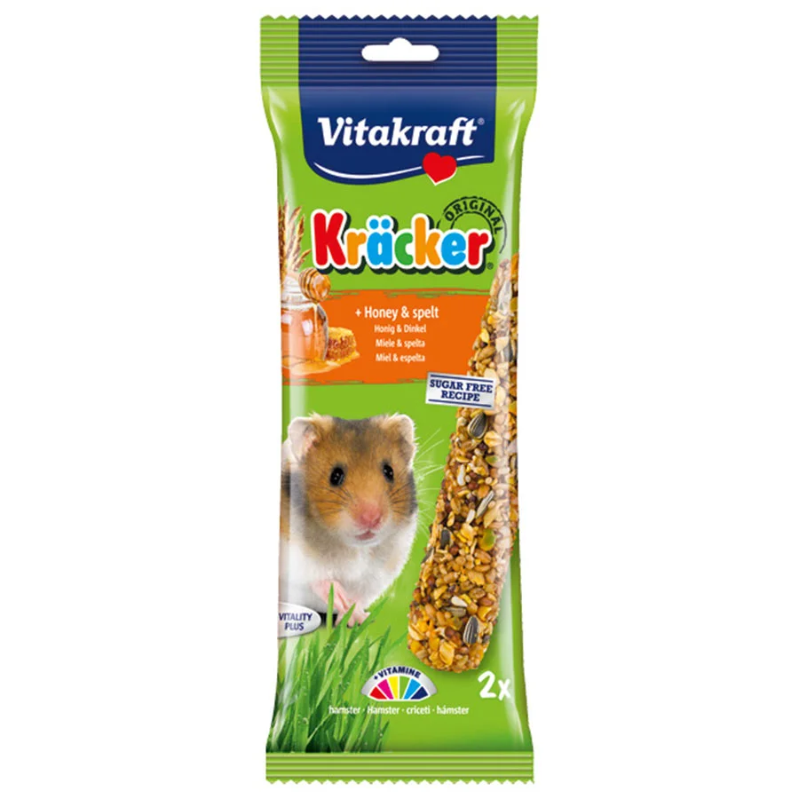 Reusable Vitakraft Kracker Sticks Hamster Treat Honey Spelt x2 66g Pure