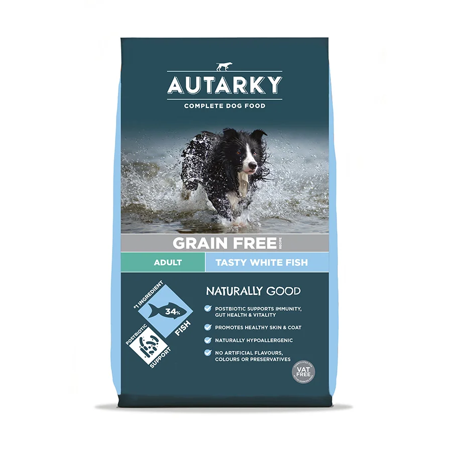 Reliable Autarky Complete Grain Adult Working Dry Dog Food White Fish Potato 2kg Easy-to-Use