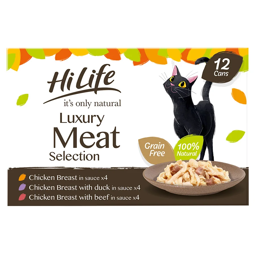Crafted HiLife It x27 s Only Natural Luxury Adult Cat Wet Food Meat Selection 12x70g Convenient