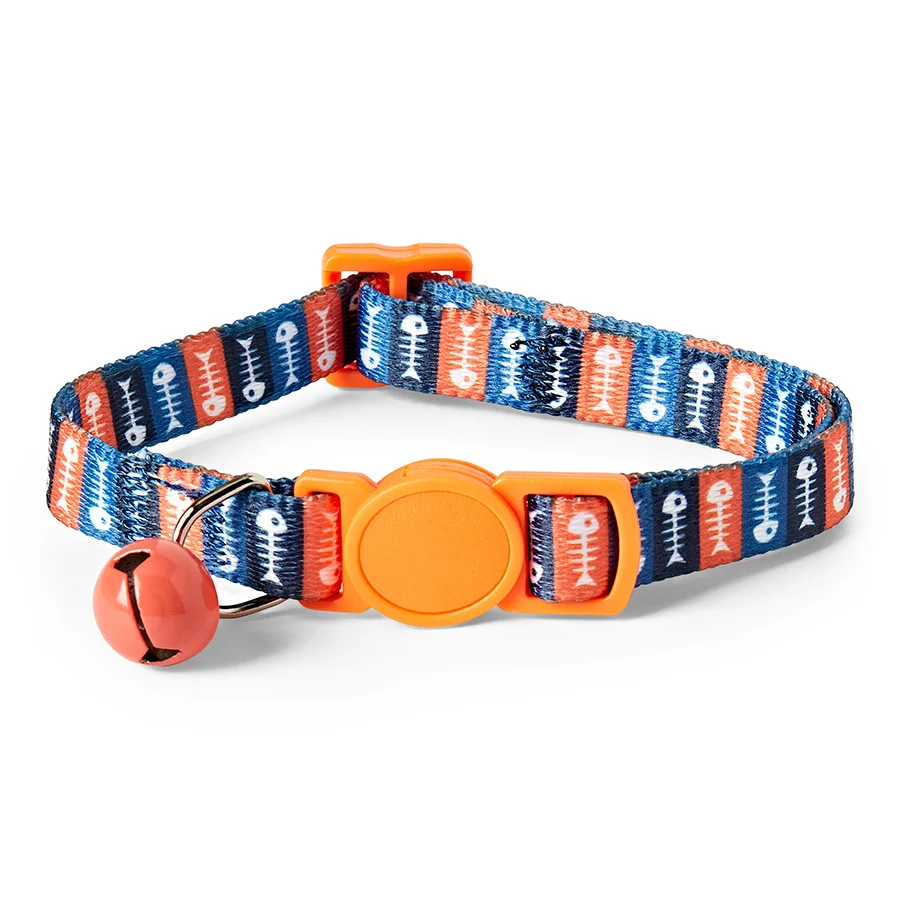 Clean Pets at Home Fish Bone Cat Collar Orange Responsible