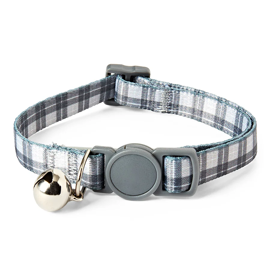 Sophisticated Pets at Home Plaid Cat Collar Grey Quality