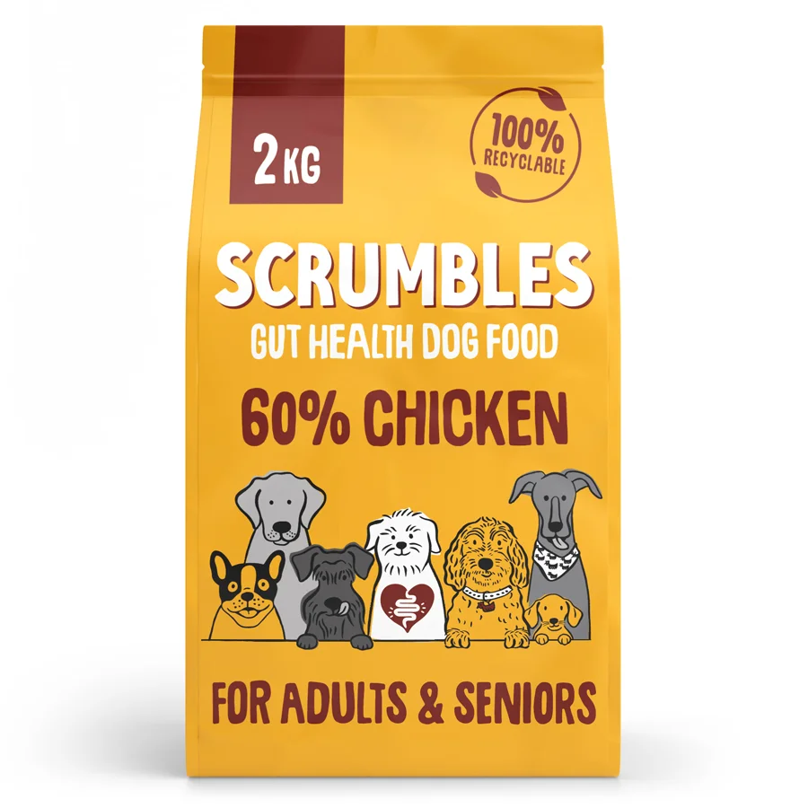 Enhanced Scrumbles Complete Natural Adult Senior Dry Dog Food Chicken 2kg Eco-Friendly