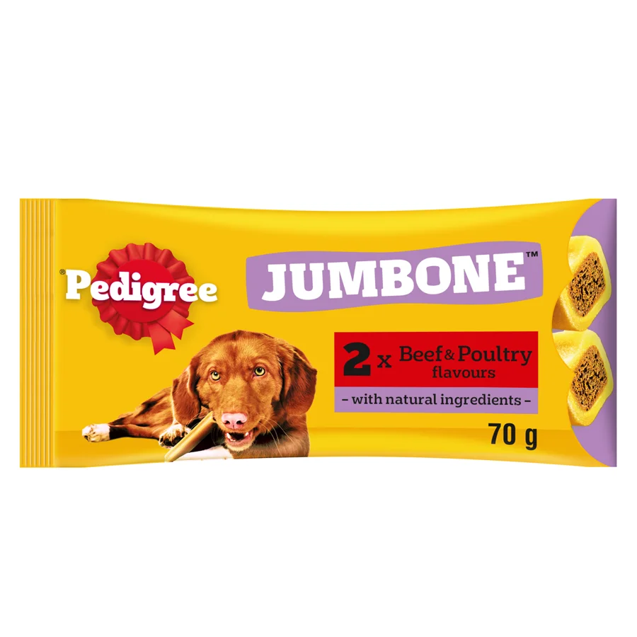 Dependable Pedigree Jumbone Medium Adult Dog Treat Beef Poultry 2 Pack Responsible