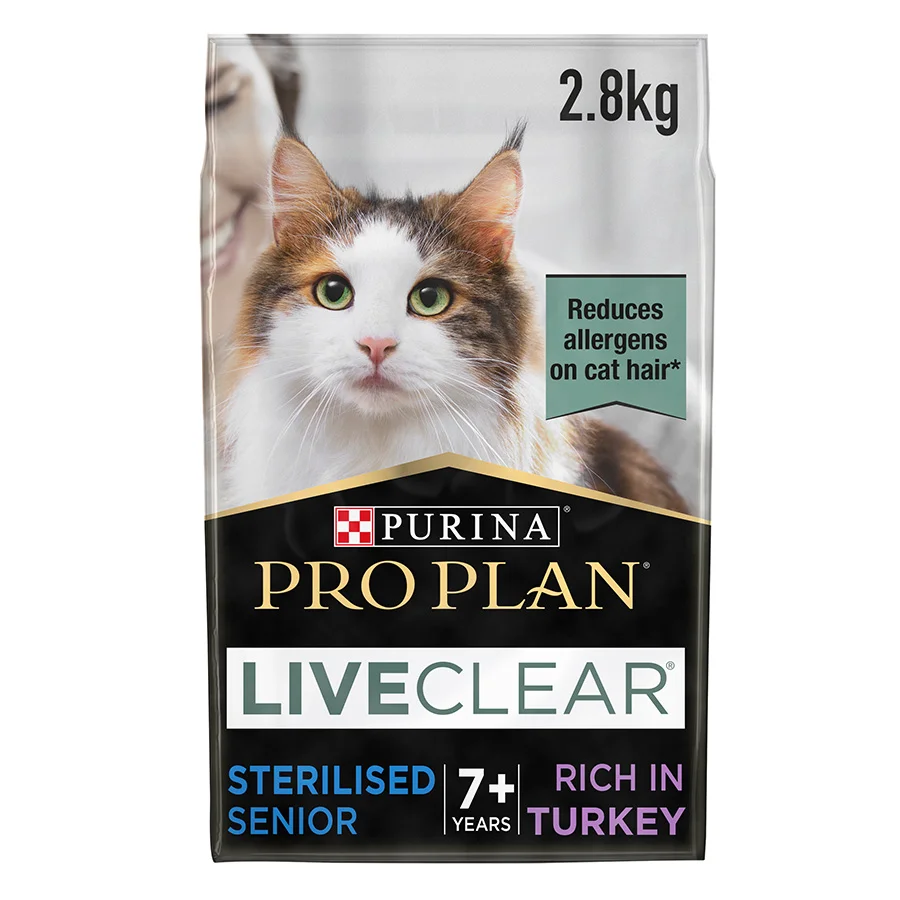 Prestigious Pro Plan LiveClear Allergen Reducing Sterilised Senior Dry Cat Food Turkey 2.8kg Smart