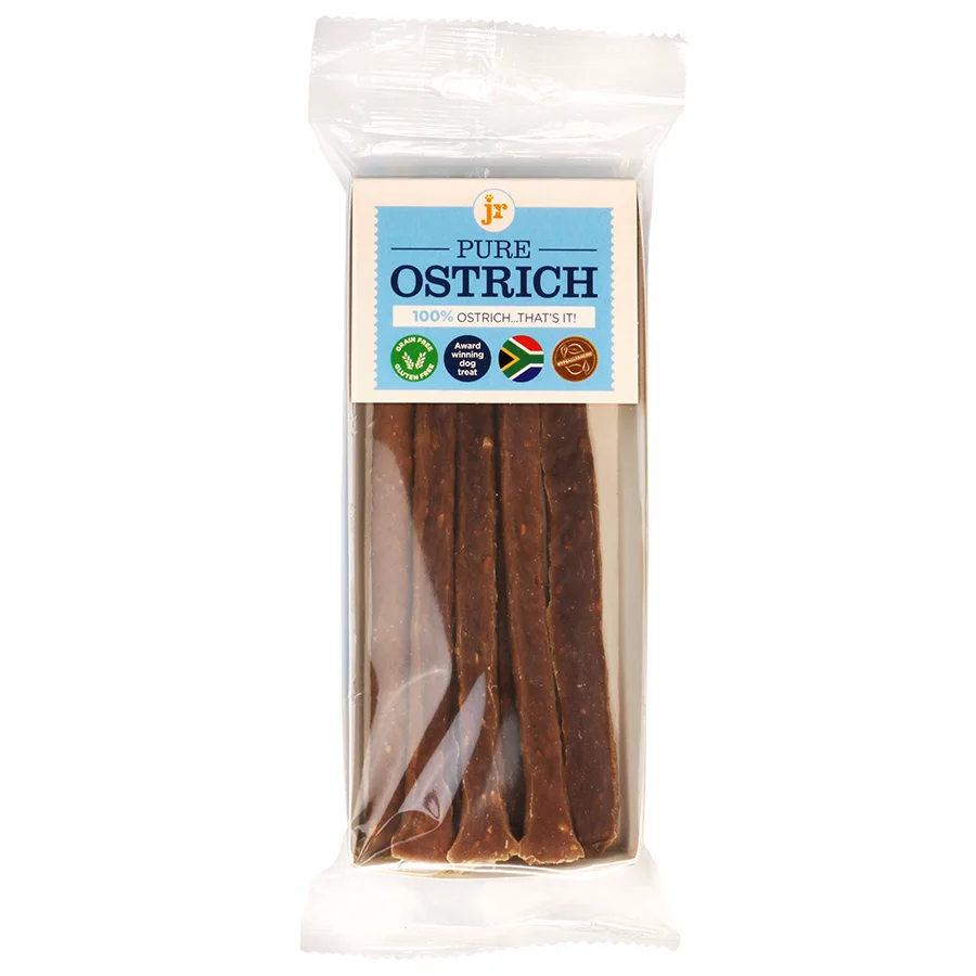 Natural JR Pet Products Dog Treats Ostrich Sticks 50g Enhanced