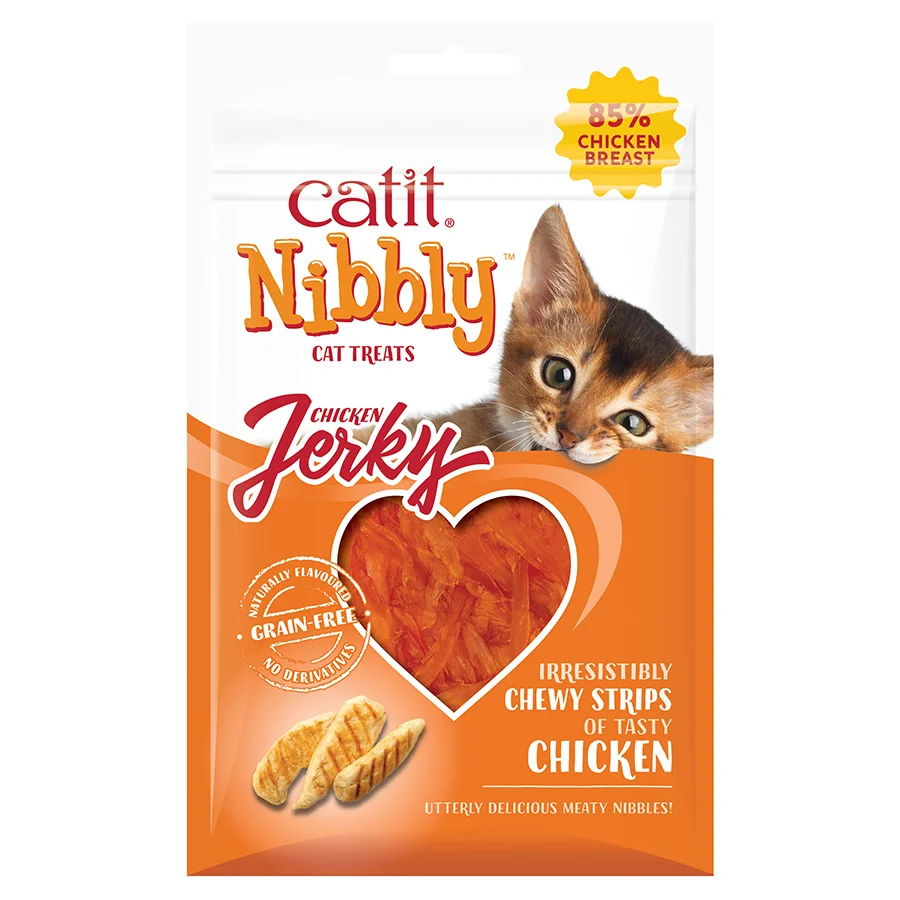 Authentic Catit Nibbly Jerky Cat Treats Chicken 30g Premium Material