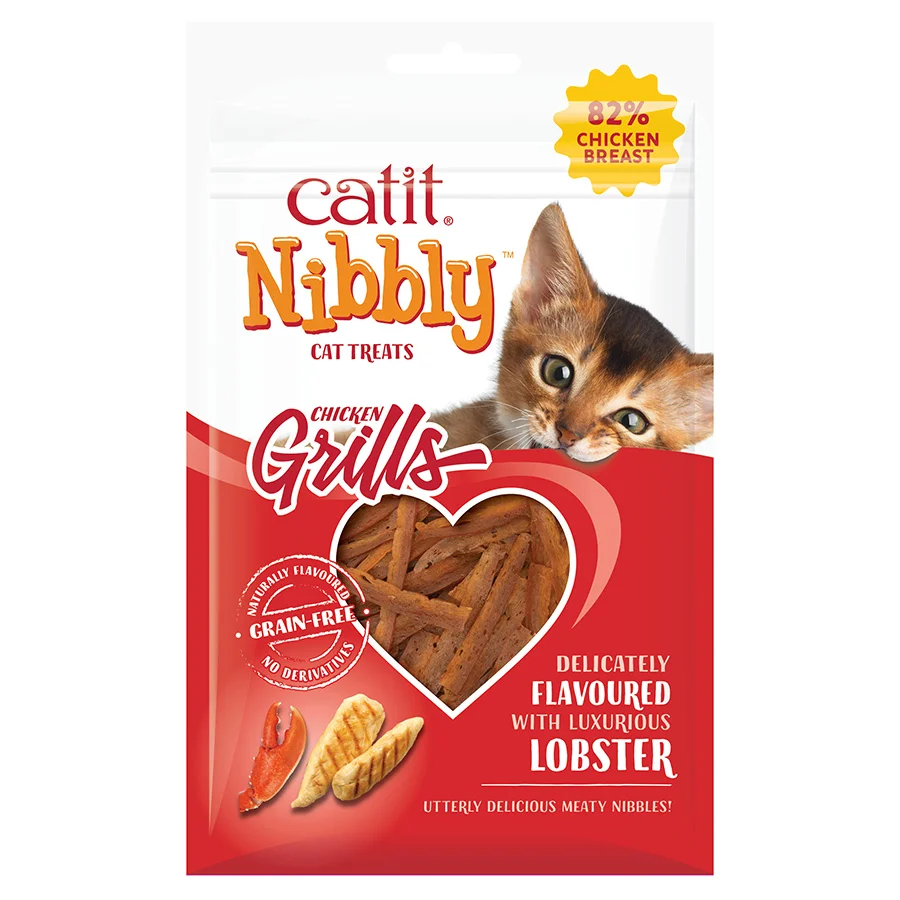 Recyclable Catit Nibbly Grills Cat Treats Chicken Lobster 30g Breathable