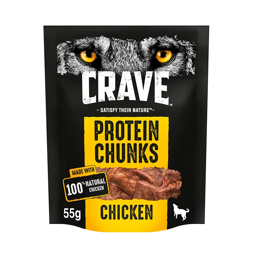Traditional Crave Adult Dog Protein Chunks Treat Chicken 55g Fine Crafted