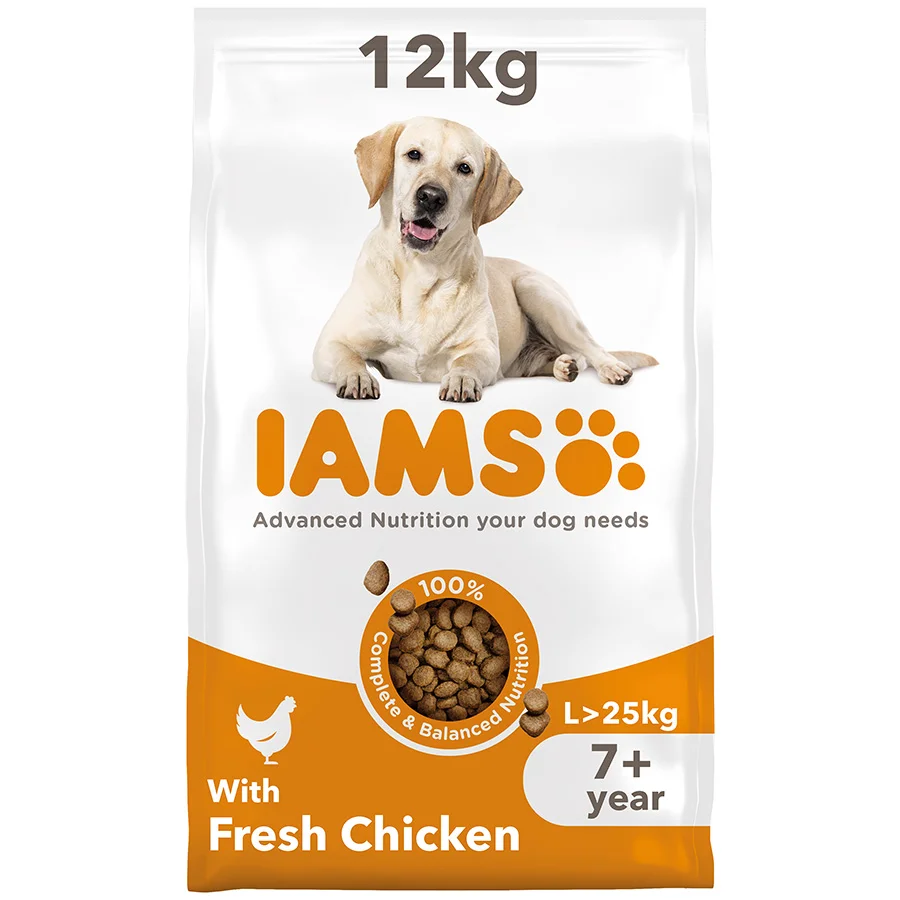 Relaxed Iams Large Breed Senior Dry Dog Food Chicken 12kg Breathable