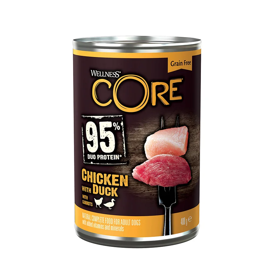 Elite Wellness Core 95 Grain Wet Adult Dog Food Chicken Duck 400g Breathable