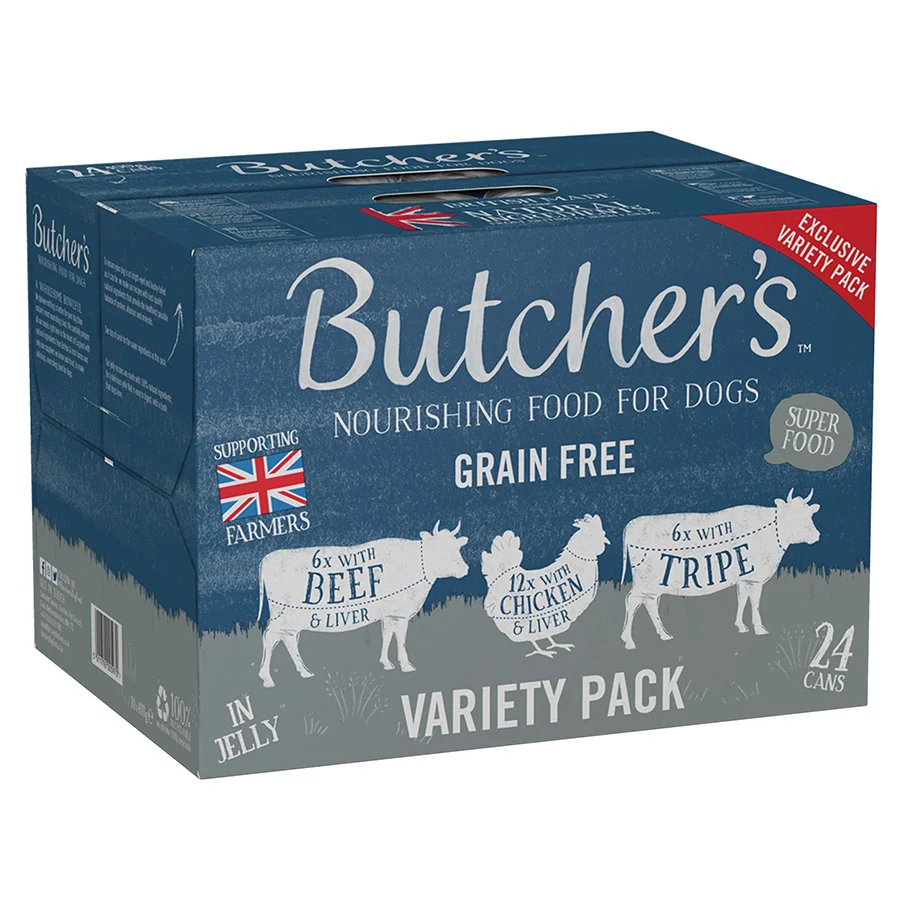 Convenient Butcher x27 s Grain Adult Wet Dog Food Mixed Variety 24x400g Elite