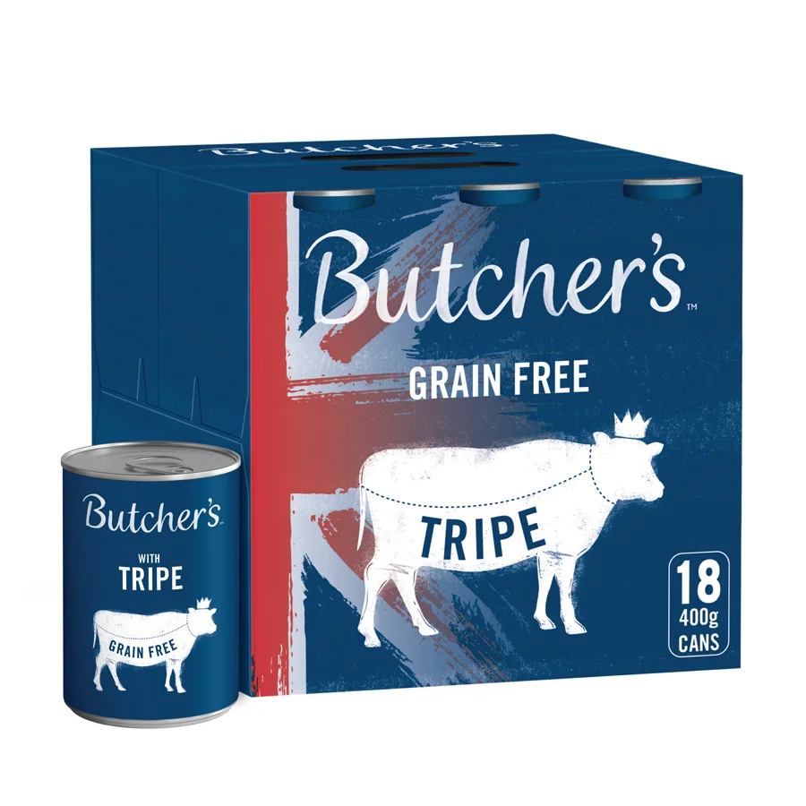 Lightweight Butcher x27 s Grain Union Jack Adult Wet Dog Food Tripe 18x400g Official